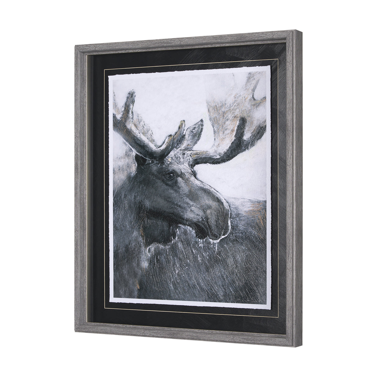 Animal Portrait I (Moose) by Mercana Studio Hand Embellished Framed Art Print Matted under Glass from Mercana - Luna Furniture