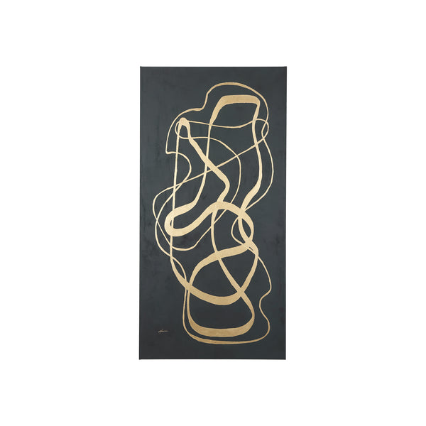 Free Lines Dark Green by Mercana Studio a Hand Embellished Textured Canvas