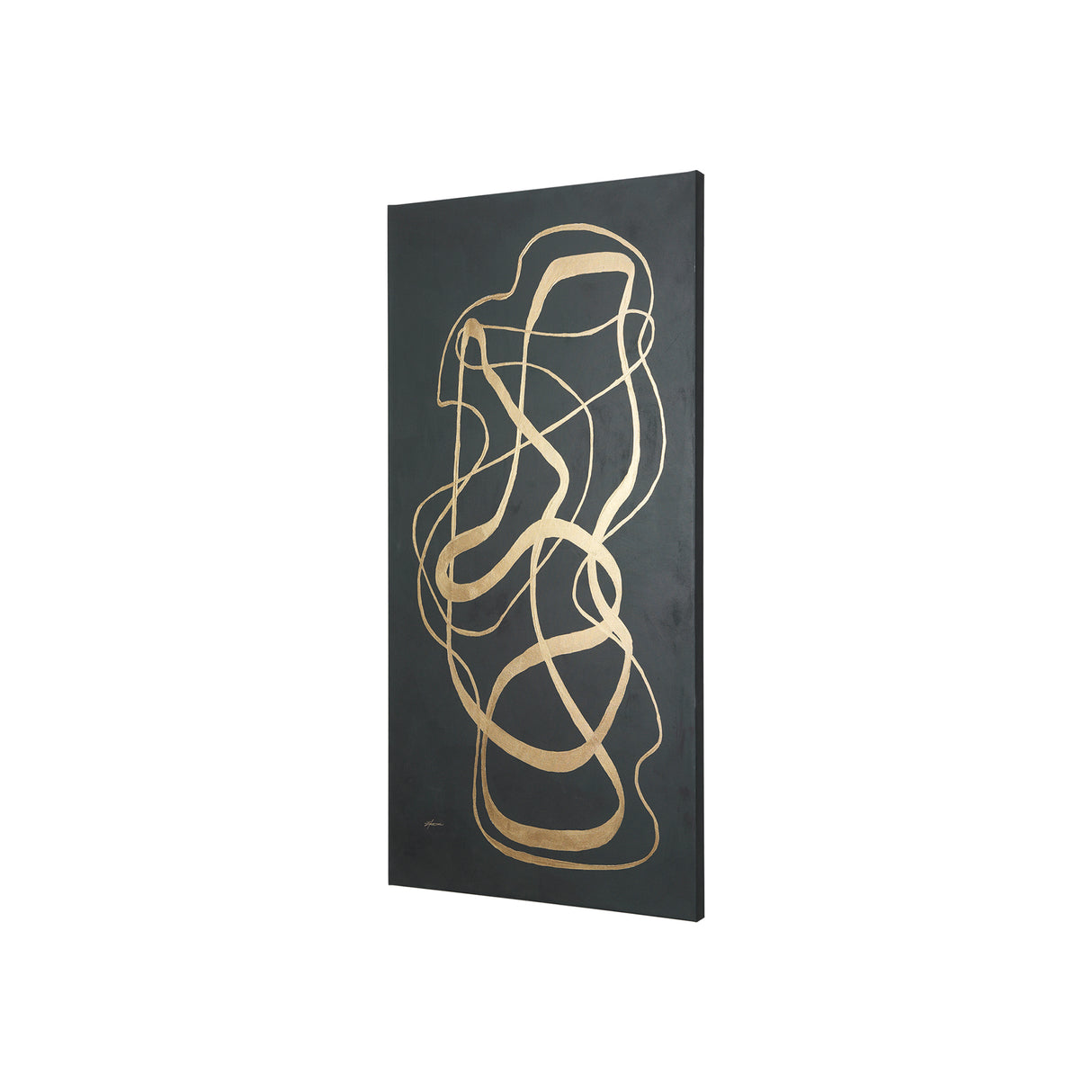 Free Lines Dark Green by Mercana Studio a Hand Embellished Textured Canvas from Mercana - Luna Furniture