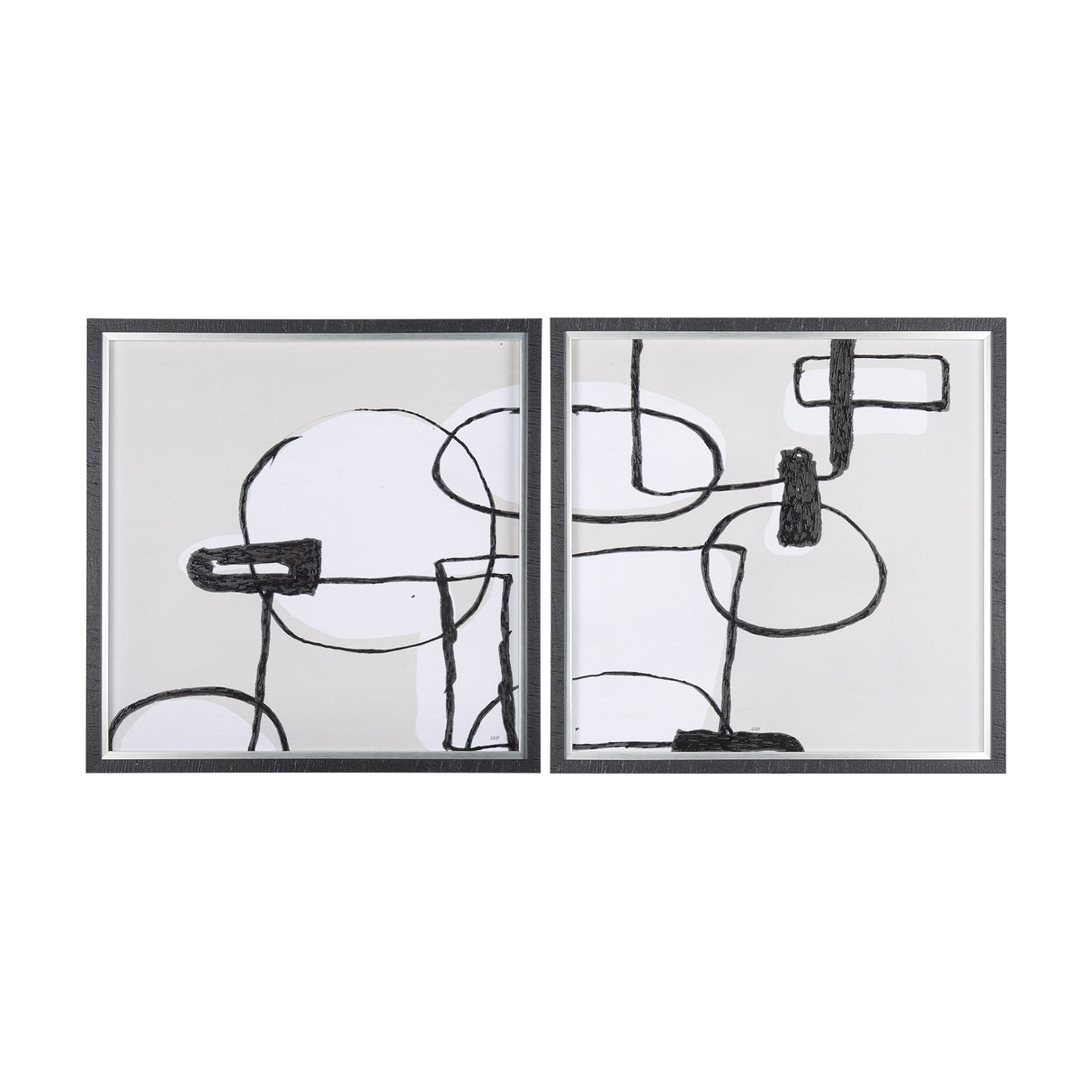 Neutral Shapes I by Mercana Studio a Hand Embellished Textured Framed Art Print Matted under Glass from Mercana - Luna Furniture