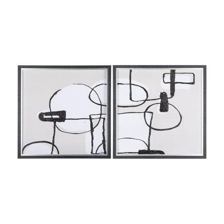 Neutral Shapes I by Mercana Studio a Hand Embellished Textured Framed Art Print Matted under Glass from Mercana - Luna Furniture