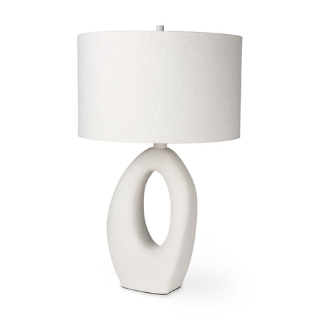 Tao 20.0L x 20.0W x 33.0H Cream Base W/White Shade Table Lamp from Mercana - Luna Furniture