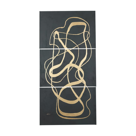 Free Lines Dark Green by Mercana Studio a Hand Embellished Textured Canvas from Mercana - Luna Furniture