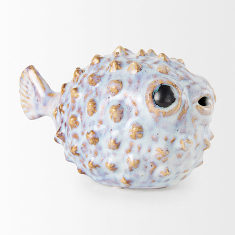 Spike I (Small) 8L x 4W Off-White Ceramic Puffer Fish from Mercana - Luna Furniture