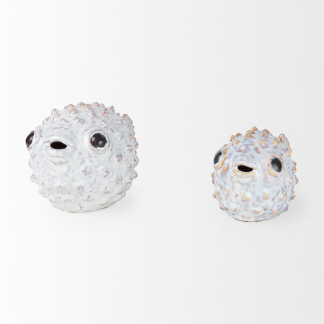 Spike I (Small) 8L x 4W Off-White Ceramic Puffer Fish from Mercana - Luna Furniture