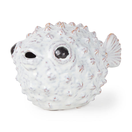 Spike II (Large) 10L x 6W Off-White Ceramic Puffer Fish from Mercana - Luna Furniture