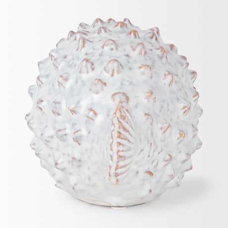 Spike II (Large) 10L x 6W Off-White Ceramic Puffer Fish from Mercana - Luna Furniture