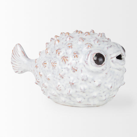 Spike II (Large) 10L x 6W Off-White Ceramic Puffer Fish from Mercana - Luna Furniture