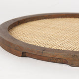 Silas Cane and Medium Brown Wood Round Tray from Mercana - Luna Furniture