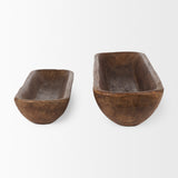 Athena Set of 2 Extra Large Medium Brown Reclaimed Wood Trays from Mercana - Luna Furniture