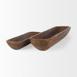 Athena Set of 2 Extra Large Medium Brown Reclaimed Wood Trays from Mercana - Luna Furniture