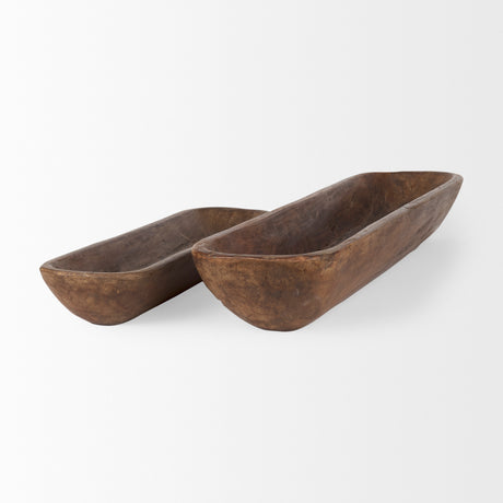 Athena Set of 2 Extra Large Medium Brown Reclaimed Wood Trays from Mercana - Luna Furniture