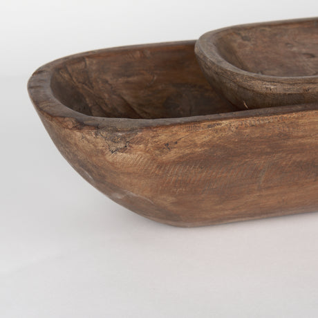 Athena Set of 2 Extra Large Medium Brown Reclaimed Wood Trays from Mercana - Luna Furniture