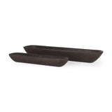 Athena Set of 2 Extra Large Black-Brown Reclaimed Wood Trays from Mercana - Luna Furniture