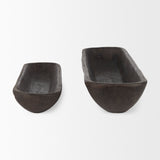 Athena Set of 2 Extra Large Black-Brown Reclaimed Wood Trays from Mercana - Luna Furniture