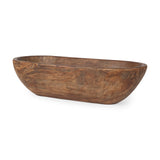 Athena Extra Large Oblong Medium Brown Reclaimed Wood Bowl from Mercana - Luna Furniture