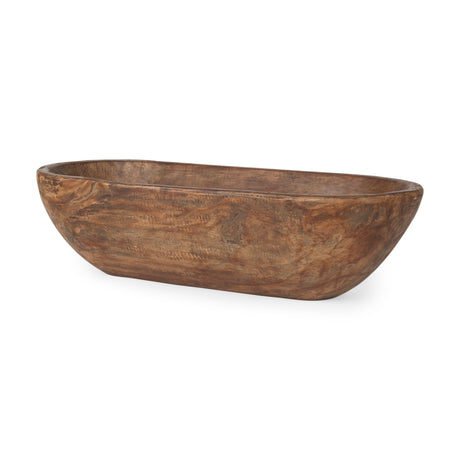 Athena Extra Large Oblong Medium Brown Reclaimed Wood Bowl from Mercana - Luna Furniture