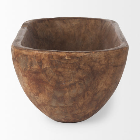 Athena Extra Large Oblong Medium Brown Reclaimed Wood Bowl from Mercana - Luna Furniture