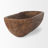 Athena Extra Large Oblong Medium Brown Reclaimed Wood Bowl from Mercana - Luna Furniture