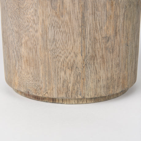 Knox Short Gray-Wash Wood Decorative Object from Mercana - Luna Furniture