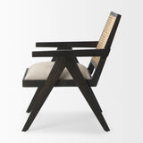 Donna Black Wood Cane-Back w/ Beige Upholstered Seat Dining Chair from Mercana - Luna Furniture