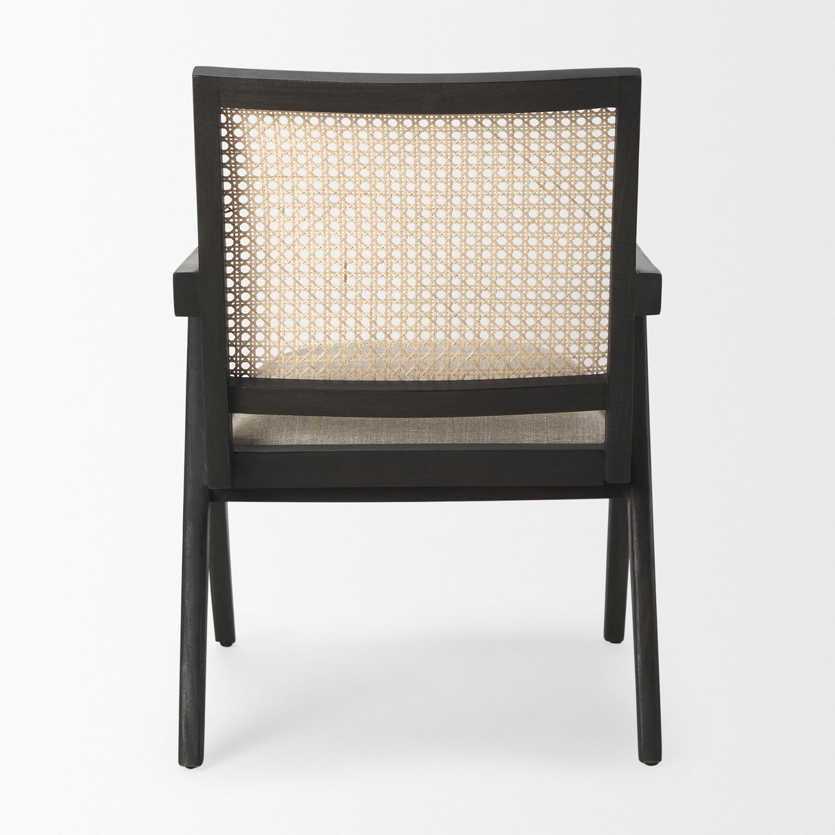 Donna Black Wood Cane-Back w/ Beige Upholstered Seat Dining Chair from Mercana - Luna Furniture
