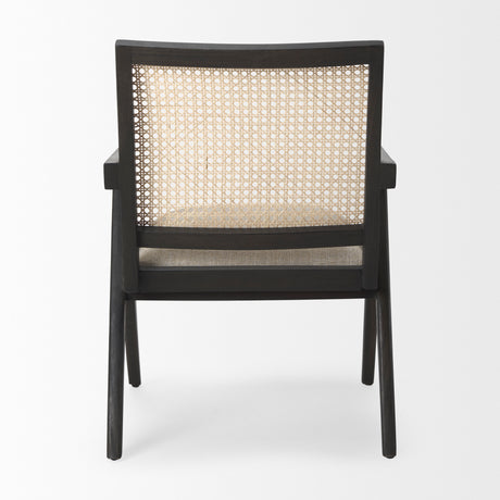 Donna Black Wood Cane-Back w/ Beige Upholstered Seat Dining Chair from Mercana - Luna Furniture
