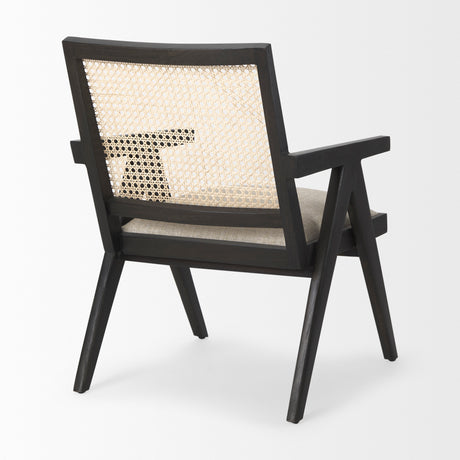 Donna Black Wood Cane-Back w/ Beige Upholstered Seat Dining Chair from Mercana - Luna Furniture