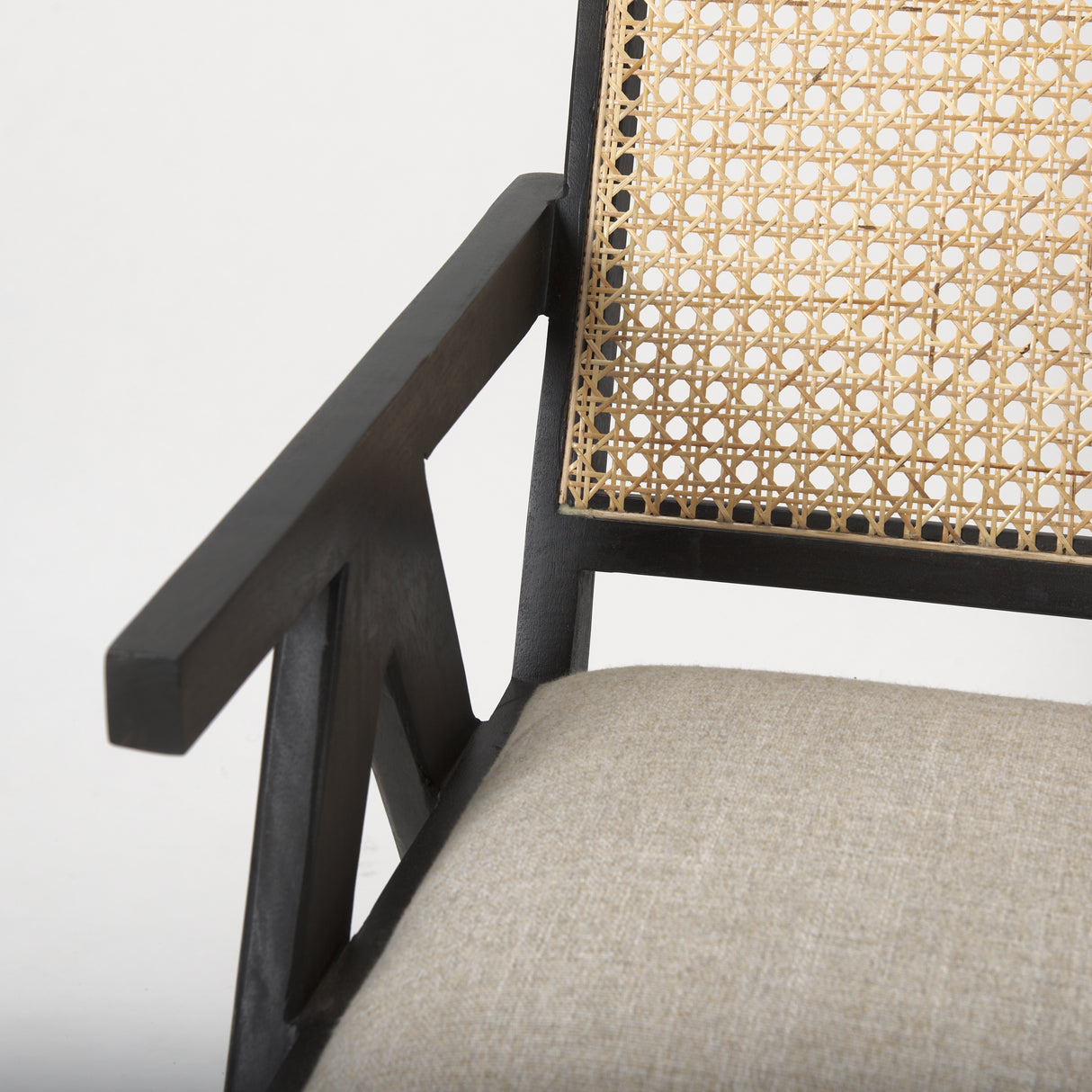 Donna Black Wood Cane-Back w/ Beige Upholstered Seat Dining Chair from Mercana - Luna Furniture