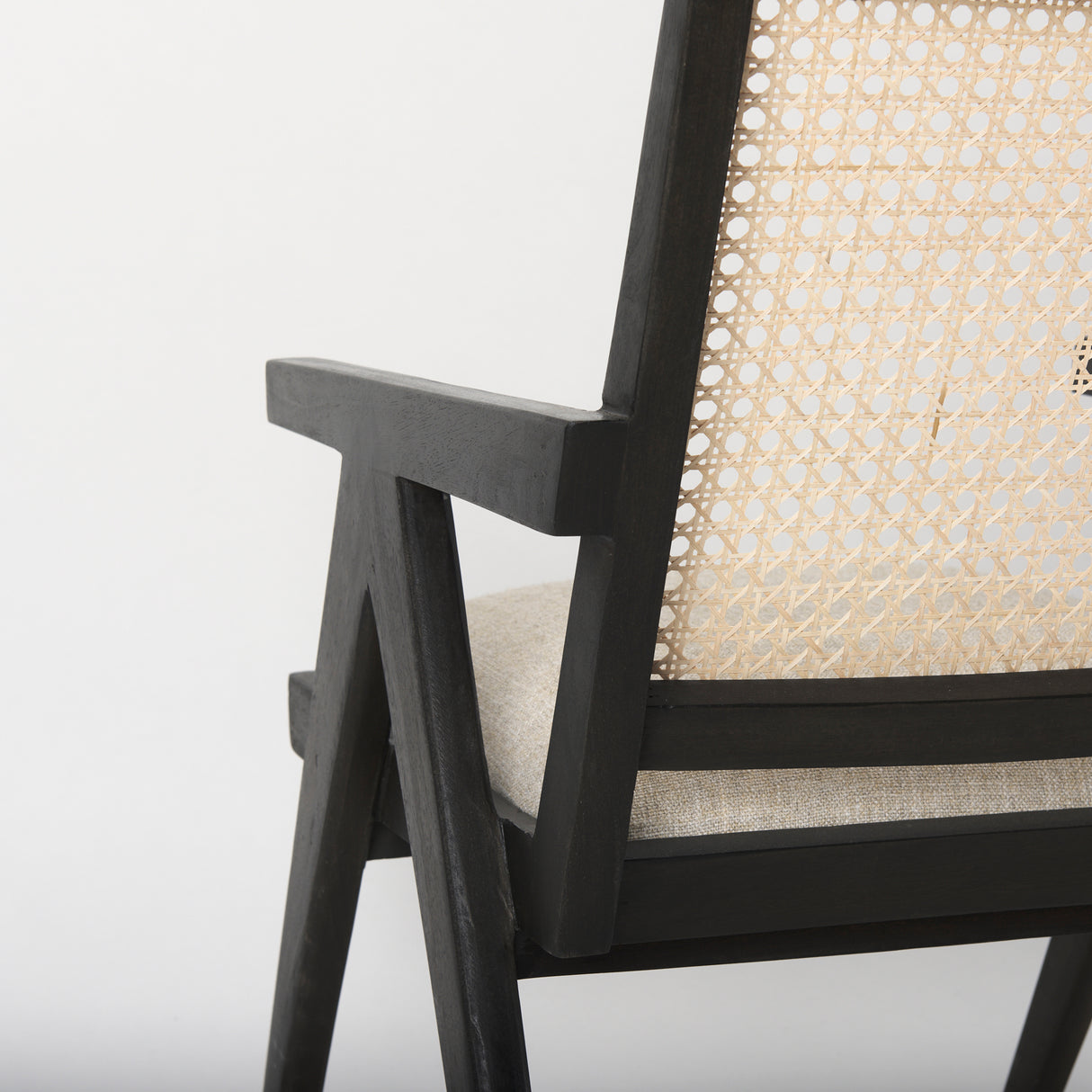 Donna Black Wood Cane-Back w/ Beige Upholstered Seat Dining Chair from Mercana - Luna Furniture