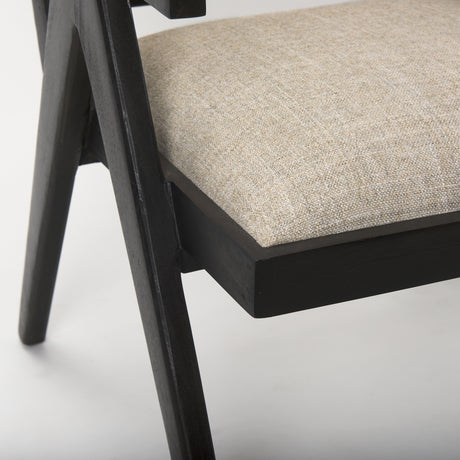 Donna Black Wood Cane-Back w/ Beige Upholstered Seat Dining Chair from Mercana - Luna Furniture
