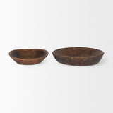 Nikita Set of 2 Large Medium Brown Reclaimed Wood Bowls from Mercana - Luna Furniture