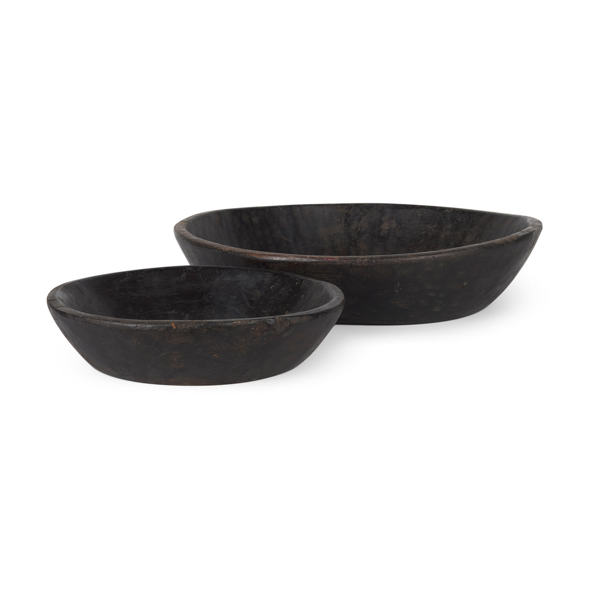 Nikita Set of 2 Large Black-Brown Reclaimed Wood Bowls from Mercana - Luna Furniture