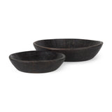 Nikita Set of 2 Large Black-Brown Reclaimed Wood Bowls from Mercana - Luna Furniture