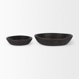 Nikita Set of 2 Large Black-Brown Reclaimed Wood Bowls from Mercana - Luna Furniture