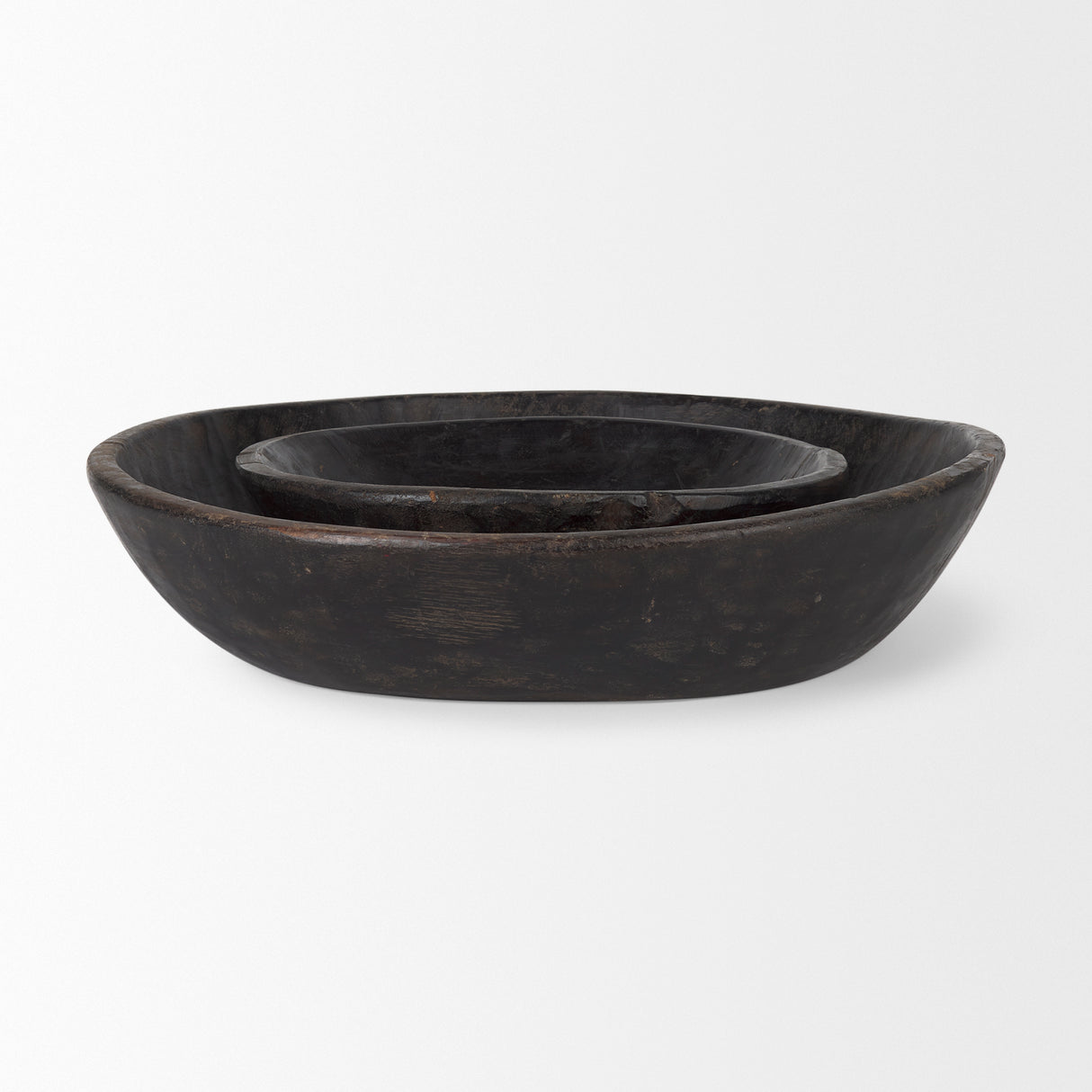 Nikita Set of 2 Large Black-Brown Reclaimed Wood Bowls from Mercana - Luna Furniture