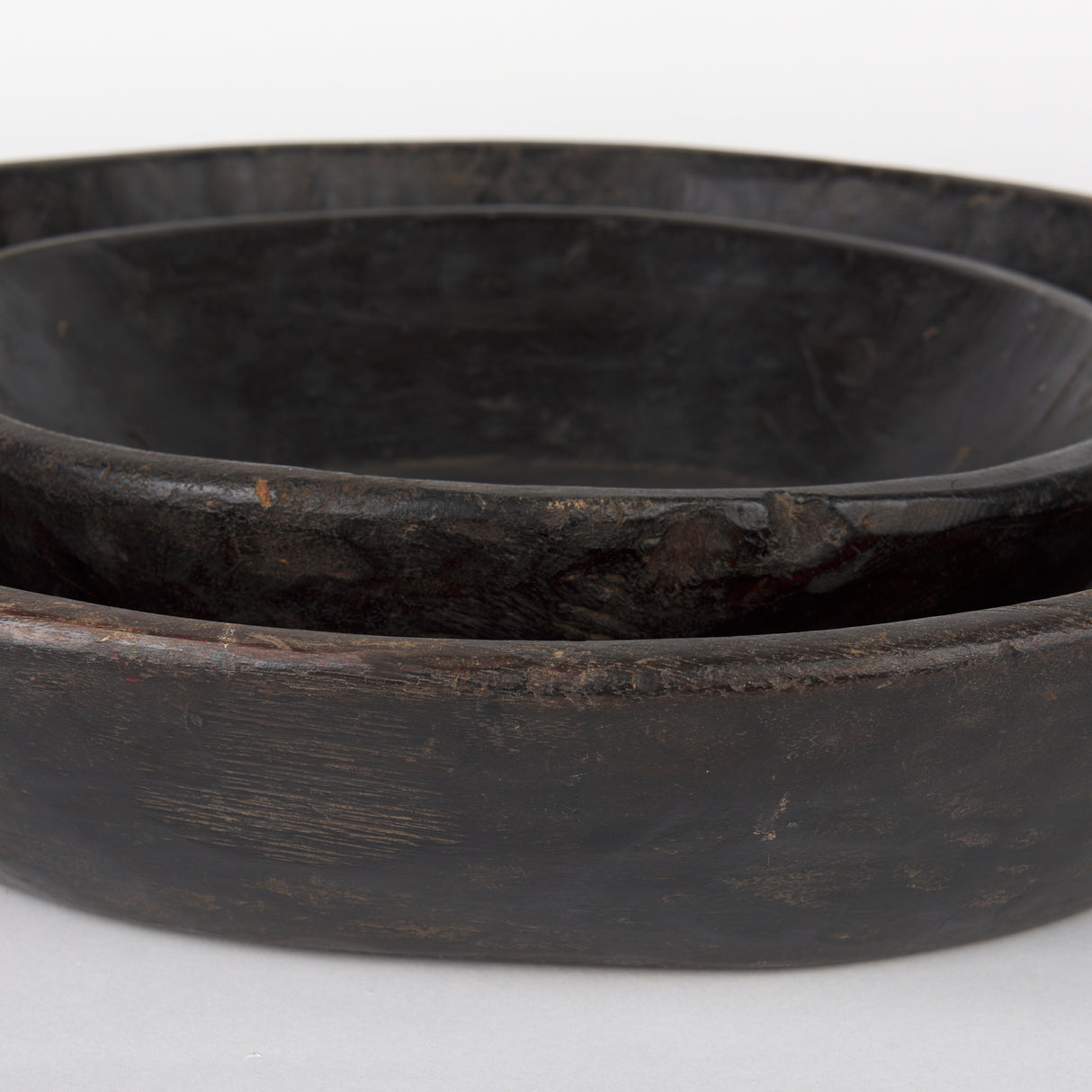 Nikita Set of 2 Large Black-Brown Reclaimed Wood Bowls from Mercana - Luna Furniture