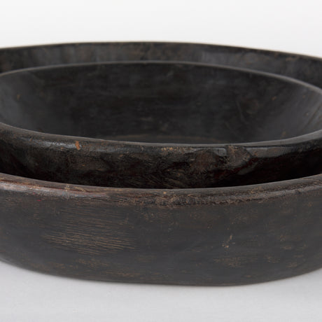Nikita Set of 2 Large Black-Brown Reclaimed Wood Bowls from Mercana - Luna Furniture