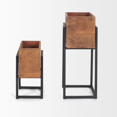 Jadine Set of 2 Medium Brown Wood w/ Black Metal Rectangle Frames from Mercana - Luna Furniture