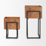 Jadine Set of 2 Medium Brown Wood w/ Black Metal Rectangle Frames from Mercana - Luna Furniture