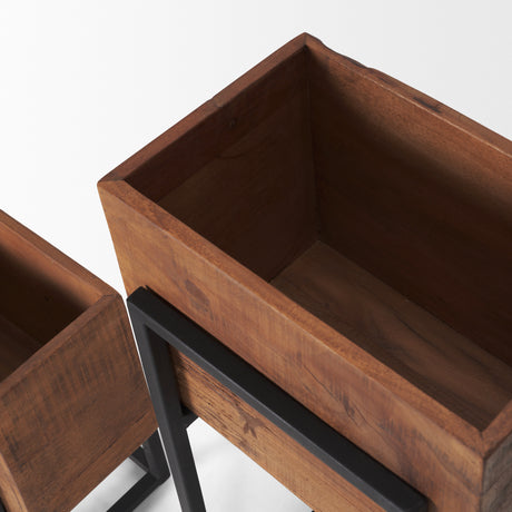 Jadine Set of 2 Medium Brown Wood w/ Black Metal Rectangle Frames from Mercana - Luna Furniture
