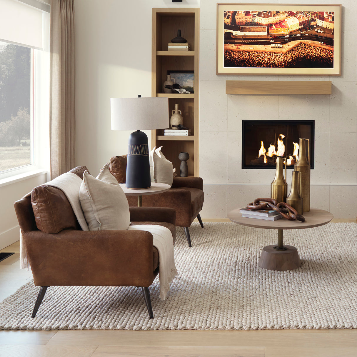 Cochrane I 33L x 33W x 32.25H Brown Leather Wrapped Chair from Mercana - Luna Furniture