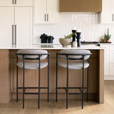 Parker Gray Fabric Seat Black Metal Counter Stool from Mercana - Luna Furniture