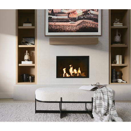 Amelia 55.0L x 18.0W x 18.0H Cream Boucle W/Black Metal Upholstered Bench from Mercana - Luna Furniture