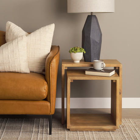 Alanna 22.0L x 15.0W x 22.0H Set of 2 Brown Wood Nesting Accent Tables from Mercana - Luna Furniture