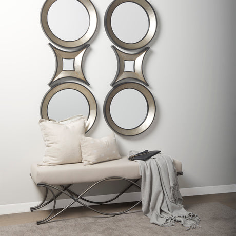 Ovallas 22" Round Champagne Wood Frame Mirror from Mercana - Luna Furniture