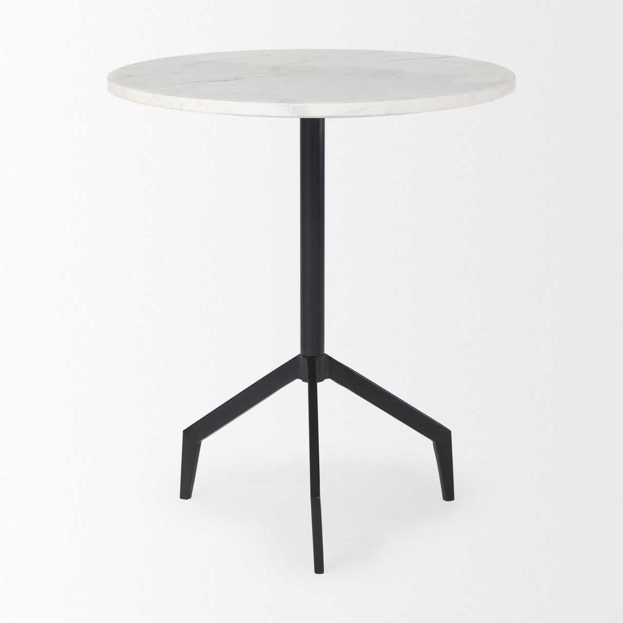 Serre Marble Top 3 Prong Black Metal Base End Table from Mercana - Luna Furniture