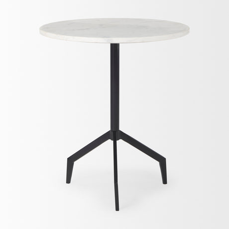Serre Marble Top 3 Prong Black Metal Base End Table from Mercana - Luna Furniture