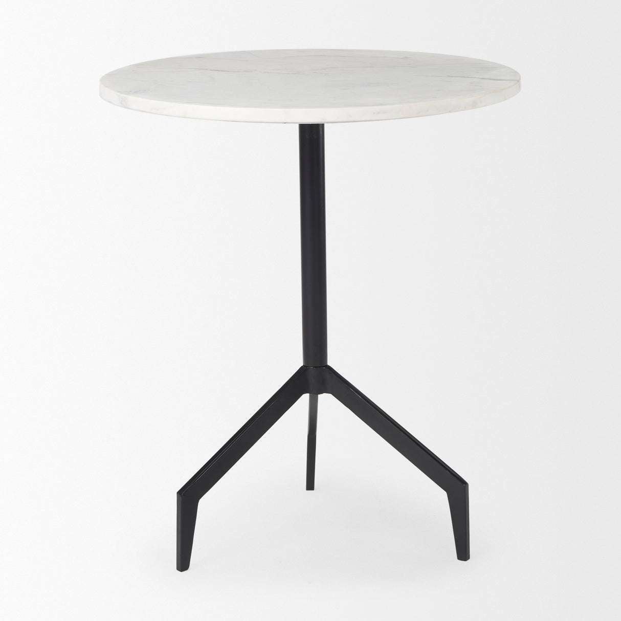 Serre Marble Top 3 Prong Black Metal Base End Table from Mercana - Luna Furniture