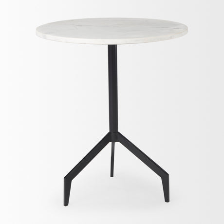 Serre Marble Top 3 Prong Black Metal Base End Table from Mercana - Luna Furniture